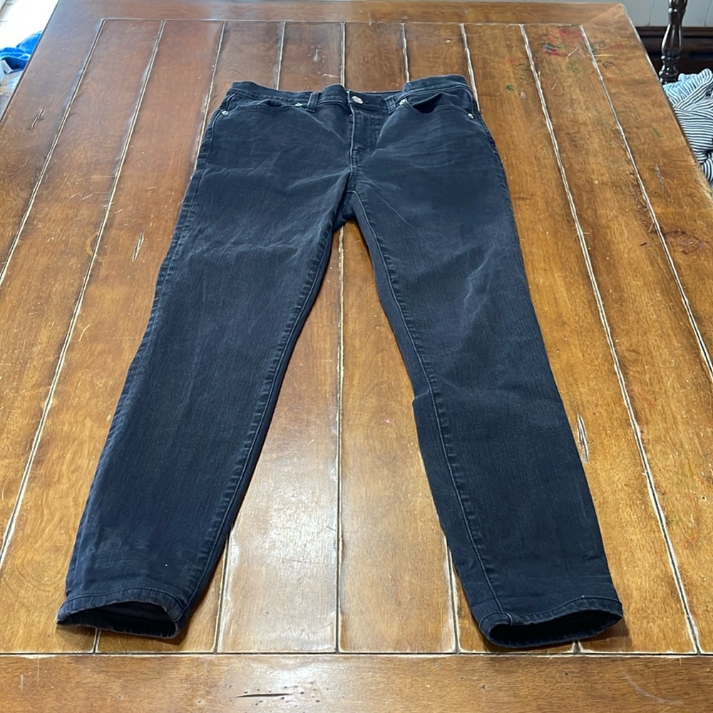 Madewell Black Denim Jeans SIze 29 Waist- 9" High Riser Skinny Skinny EUC